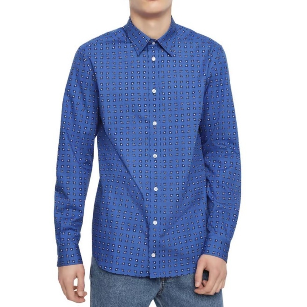 Diesel Blue Geometric Button Down Shirt